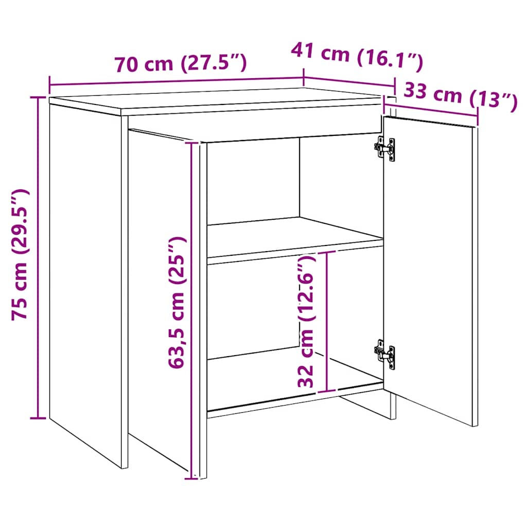 Sideboard Artisan Oak 70x41x75 cm Engineered Wood